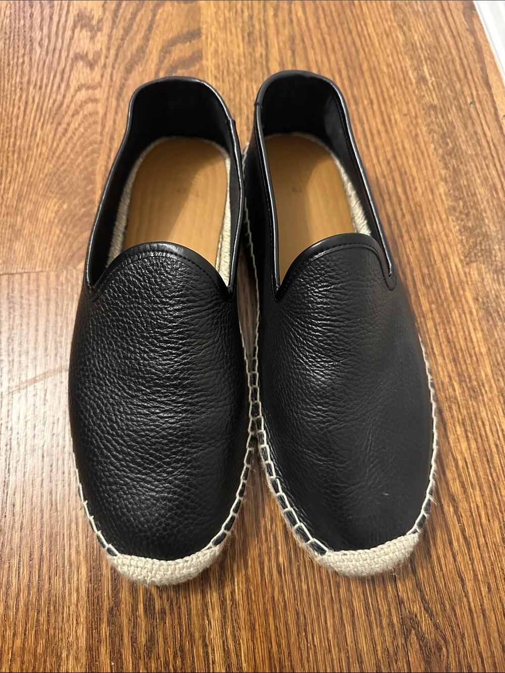 Mango Black Leather Slip-On Espadrilles from MANGO